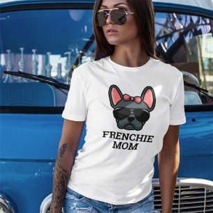 T-shirt Blue Femme French Bulldog Frenchie Chien Maman