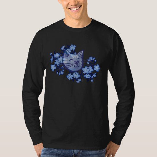 T-shirt Blue Gardening Cats (Devant)