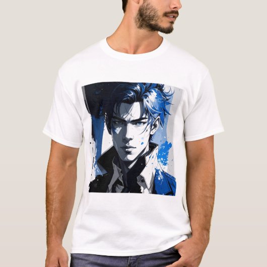 T-shirt Blue Gaze – Stylized Portrait in Paint and Motion (Devant)