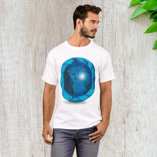 T-shirt Blue Globe Mens