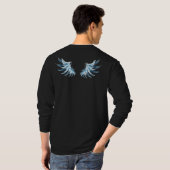 T-shirt Blue Glowing Angel Wings on black background (Dos entier)