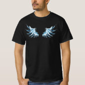 T-shirt Blue Glowing Angel Wings on black background (Devant)