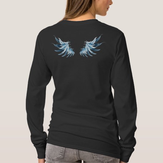 T-shirt Blue Glowing Angel Wings on black background (Dos)