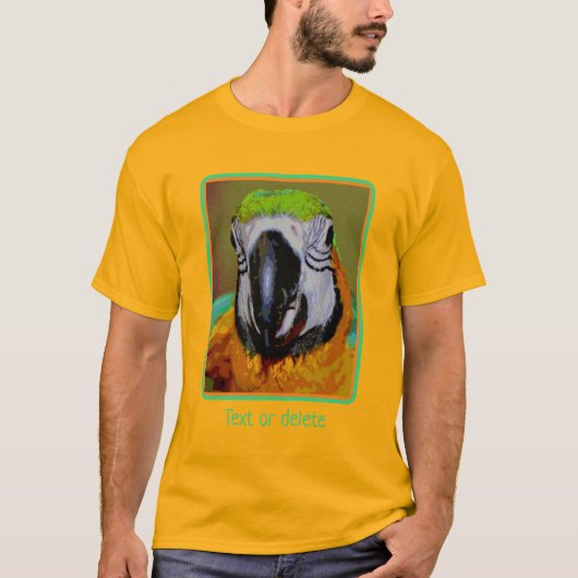 T-shirt Blue Gold Macaw Parrot Face Art Abstrait (Devant)