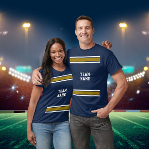 T-shirt Blue Gold White Sports Jersey Nom de l'équipe Unis