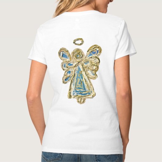 T-shirt Blue Guardian Angel Custom Holiday Art Shirt (Dos)