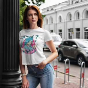 T-shirt Blue Haired Anime Girl