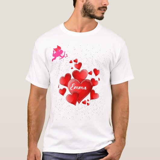T-shirt Blue heart romantic wallpaper (Devant)