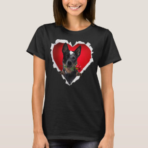 T-shirt Blue Heeler Chien Rose Coeur Valentines Jour Coupl
