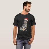 T-shirt Blue Heeler Herding Aussie Chiot Noël Père Noël H (Devant entier)