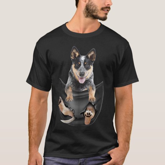 T-shirt Blue Heeler In Pocket Puppy T   (Devant)