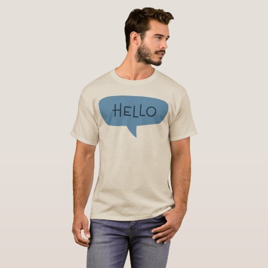T-shirt Blue "Hello" Speech Bubble Vector Illustration (Devant entier)