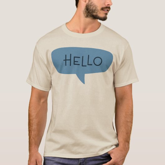 T-shirt Blue "Hello" Speech Bubble Vector Illustration (Devant)