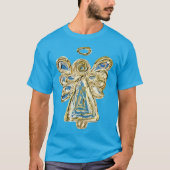T-shirt Blue Holiday Guardian Angel Custom Art (Devant)