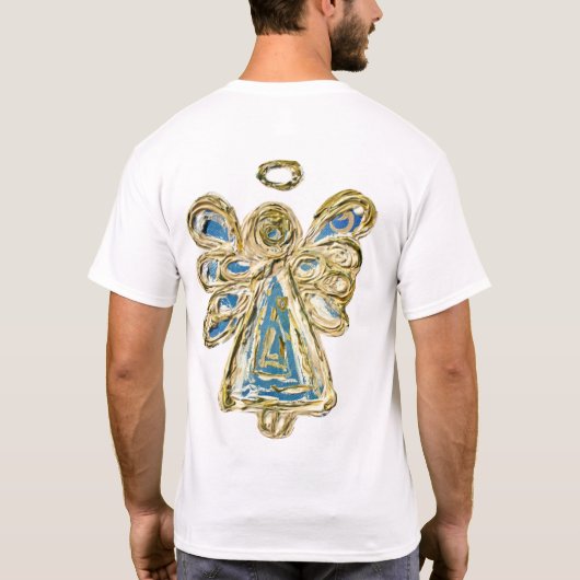 T-shirt Blue Holiday Guardian Angel Custom Art (Dos)