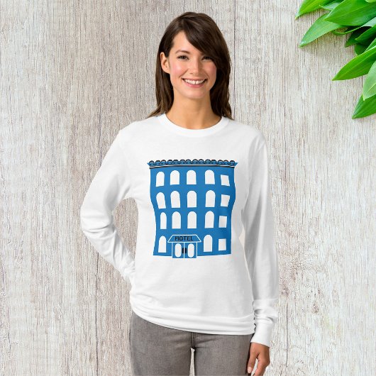 T-shirt Blue Hotel Building Vintage City Architecture