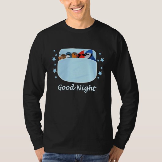 T-shirt Blue Jay Cardinal Wren Teddy Bear Bonne Nuit Pyjam (Devant)
