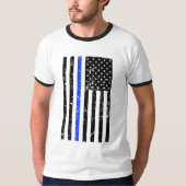 T-shirt Blue Line mince - policier - drapeau affligé (Devant)