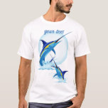 T-shirt Blue Marlin Jumping out of Ocean<br><div class="desc">Realistic illustration of a beautiful Marlin Fish Ocean Animal jumping out of ocean. Vector Art copyright BluedarkArt TheChameleonArt.</div>