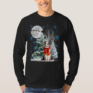 T-shirt Blue Merle Collie Sous La Lune Neige Noël P