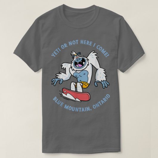 T-shirt Blue Mountain (Ontario) Yeti Vacances en snowboard (Design devant)