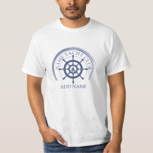 T-shirt Blue Nautical Ancre yacht club nom de la marina