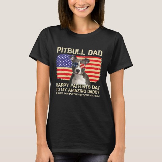 T-shirt Blue Nose Pitbull Dad Happy Fathers Day To My Amaz (Devant)