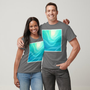 T-shirt Blue Ocean Serenity Waves Abstrait Design
