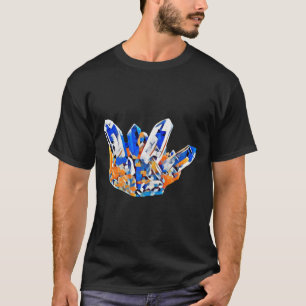 T-shirt Blue Orange Crystal Gems Rochers Art Abstrait