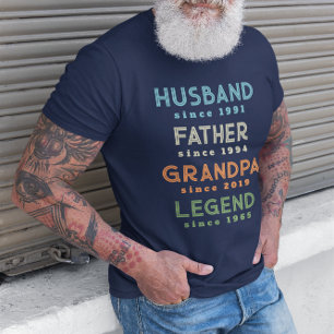 T-shirt Blue Orange Green Mari Père grand-père Légende