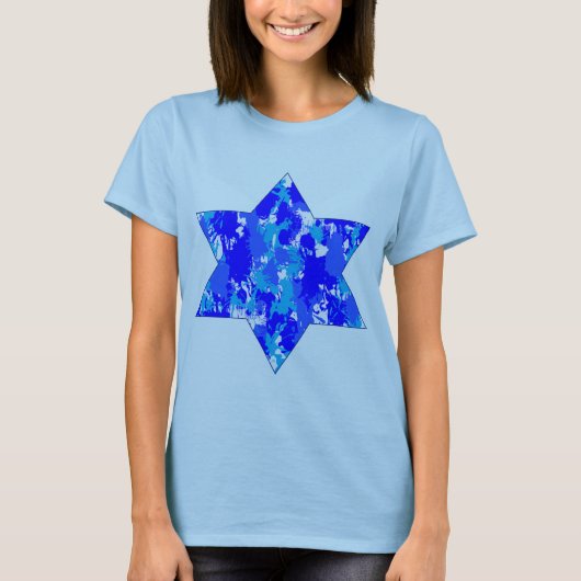 T-shirt Blue Paint Splatter Étoile juive (Devant)