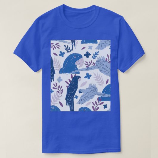 T-shirt Blue Parrots Motif Feuille (Design devant)