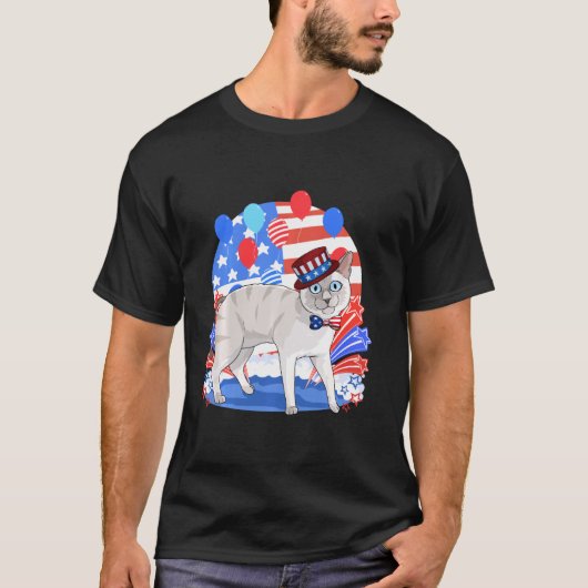 T-shirt Blue Point Siamese Merica 4th Of July American Pat (Devant)