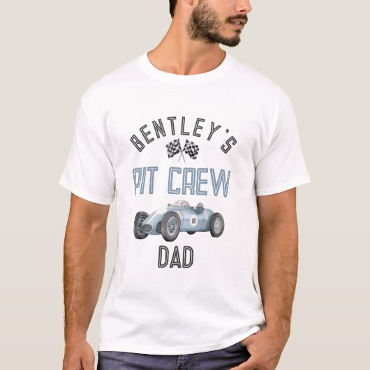 T-shirt Blue Race Pit Crew Papa Birthday Shirt (Devant)