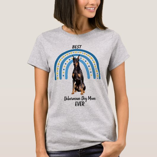 T-shirt Blue Rainbow Best Doberman Chien Maman (Devant)