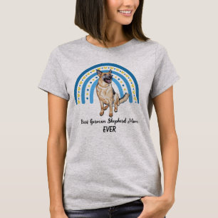 T-shirt Blue Rainbow Best German Shepherd Chien Maman