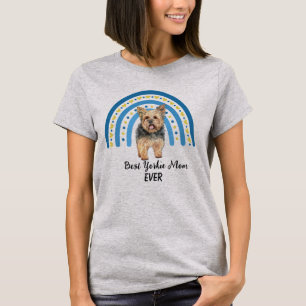 T-shirt Blue Rainbow Best Yorkie Maman