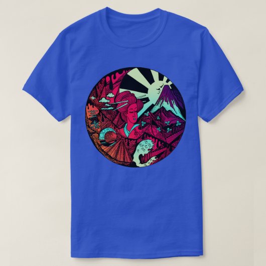 T-shirt Blue Red Blend Dreaming of Japan (Design devant)