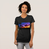 T-shirt Blue Red Sunset Exotic Hawaiian Beach Palm Trees (Devant entier)