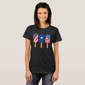 T-shirt Blue Red White Ice Cream American Flag Funny 4th O (Devant entier)