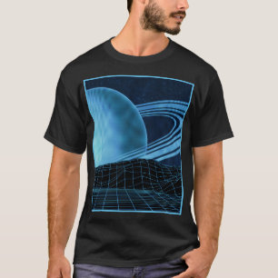 T-shirt Blue Retrowave Design Homme