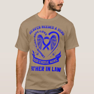 T-shirt Blue Ribbon Heart Wings Colon Cancer Awareness Gra