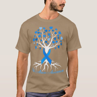T-shirt Blue Ribbon Tree Heart Child Abuse Prevention Mont