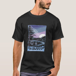 T-shirt Blue Ridge Parkway la nuit style WPA étoile vintag