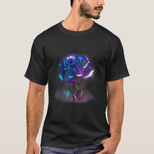 T-shirt Blue Rose with Pink Flower (Devant)