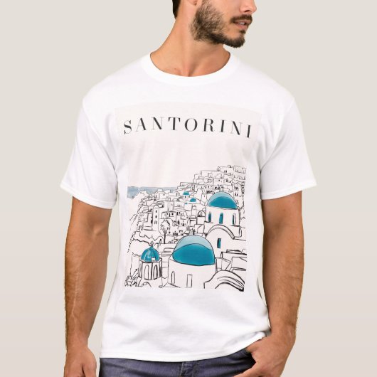 T-shirt Blue Santorin Grèce (Devant)