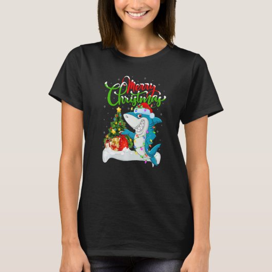 T-shirt Blue Shark  Xmas Decorations Santa Blue Shark Chri (Devant)