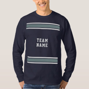 T-shirt Blue Silver White Jersey Nom de l'équipe Long Manc