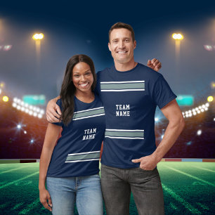 T-shirt Blue Silver White Sports Jersey Nom de l'équipe Un