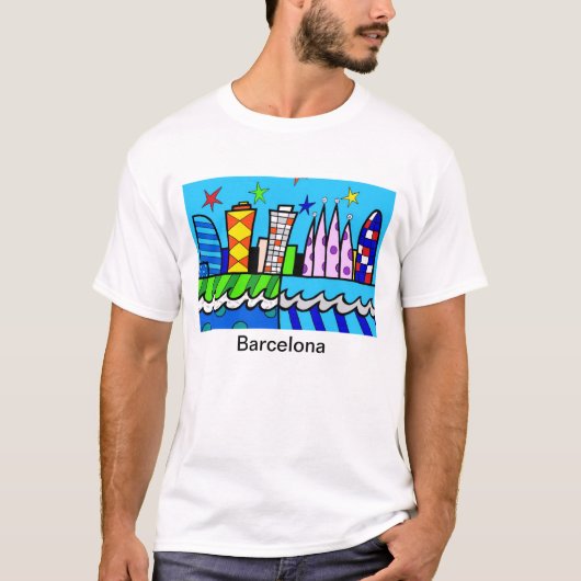 T-shirt Blue sky fun from Barcelone (Devant)